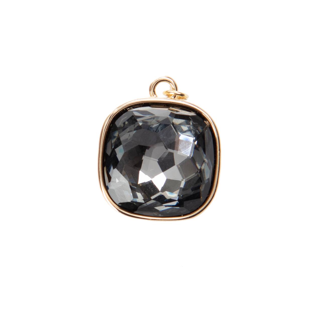 14K Gold Plated Gray Austrian Crystal Cushion Cut Charm by Bead Landing™